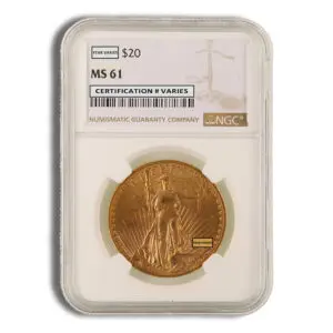 $20 Gold Saint-Gaudens Double Eagle NGC MS61