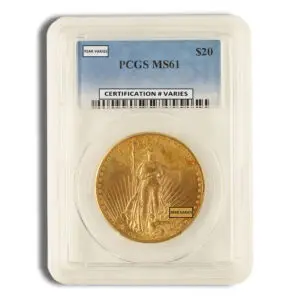 $20 Gold Saint-Gaudens Double Eagle PCGS MS61