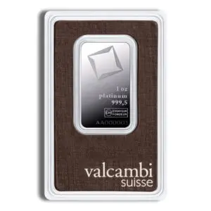 1oz Platinum Bar Valcambi (Carded)