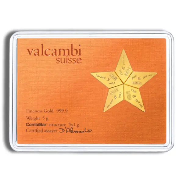 5 x 1 gram Valcambi Gold CombiBar™ Star