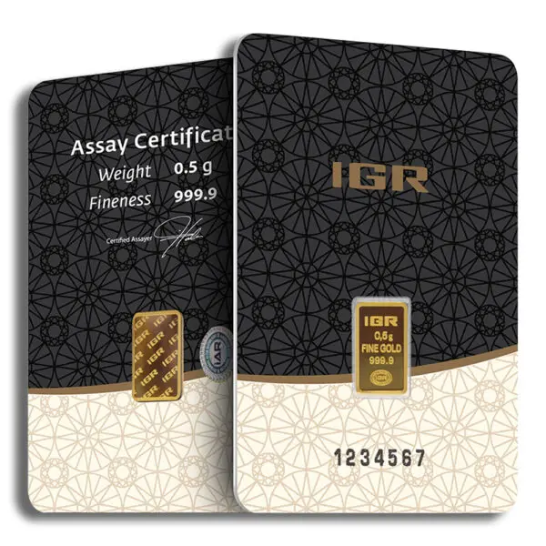 1/2 gram Gold Bar IGR Metals (Carded)