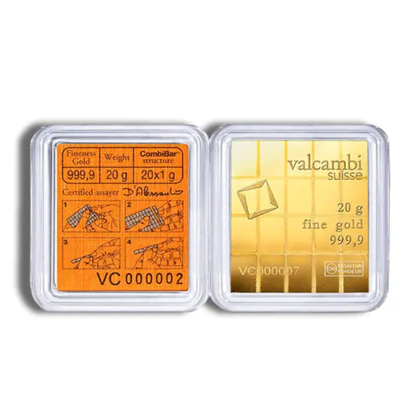 20 x 1 gram Valcambi Gold CombiBar™