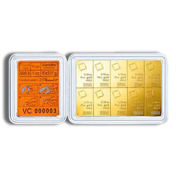 10 x 1/10oz Valcambi Gold CombiBar™