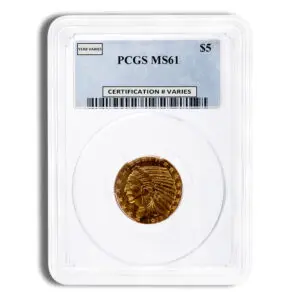 $5 Gold Indian Half Eagle PCGS MS61