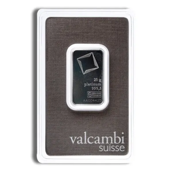 20 gram Platinum Bar Valcambi (Carded)