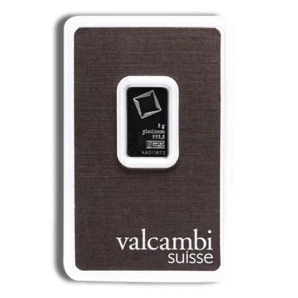 5 gram Platinum Bar Valcambi (Carded)