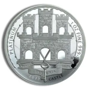 2022 1oz Gibraltar Platinum Castle Coin