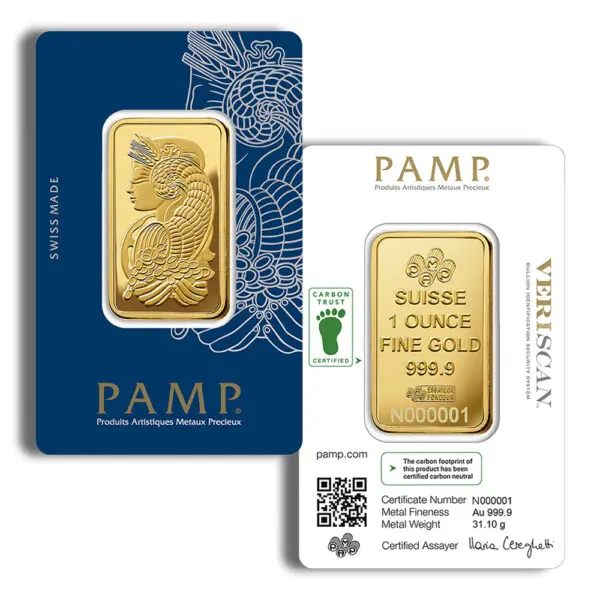 1oz Gold Bar PAMP Fortuna (Carded)