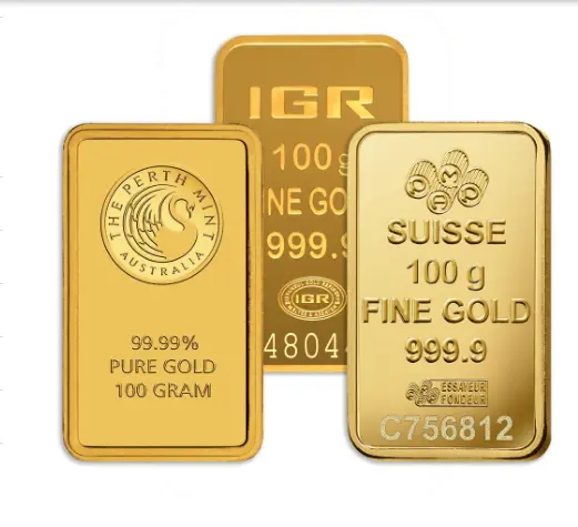 100 gram Gold Bar Brand Varies (No Card)