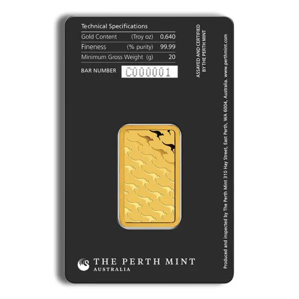 20 gram Gold Bar Perth Mint (Carded)