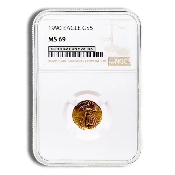 1990 1/10oz Gold Eagle $5 NGC MS69