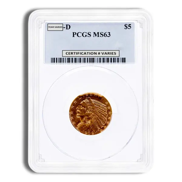 $5 Gold Indian Half Eagle PCGS MS63